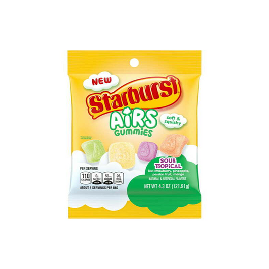 USA Starburst Air Gummies Sour Tropical Share Bag - 122g - Past Best Before date